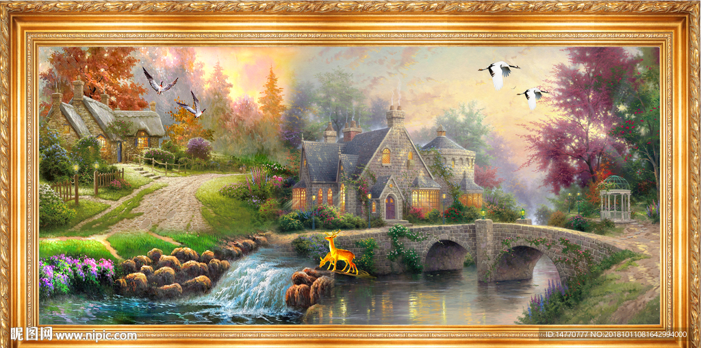 油画风景 山村油画 乡村油画