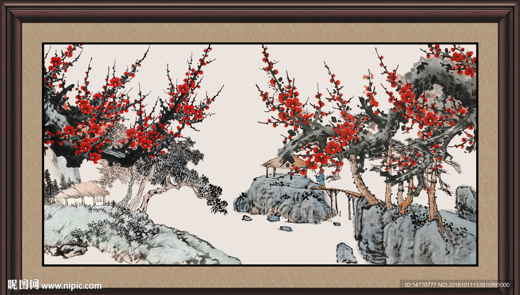 梅花赋 红梅花 梅花国画 报春