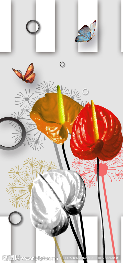 高清马蹄莲3D玄关背景