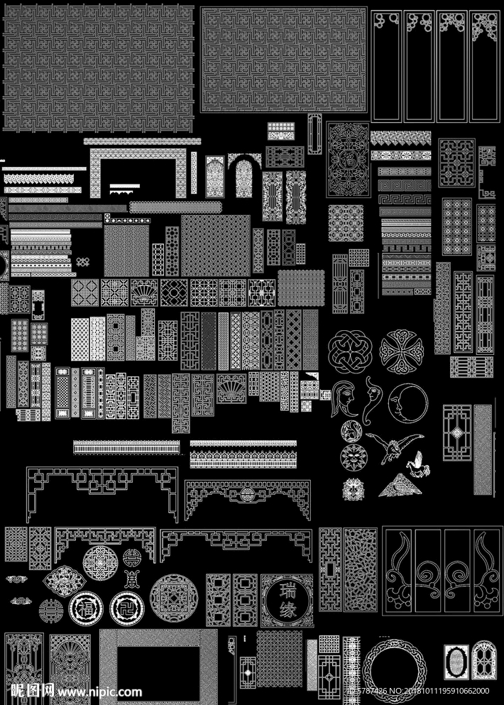 屏风隔断雕花格图库
