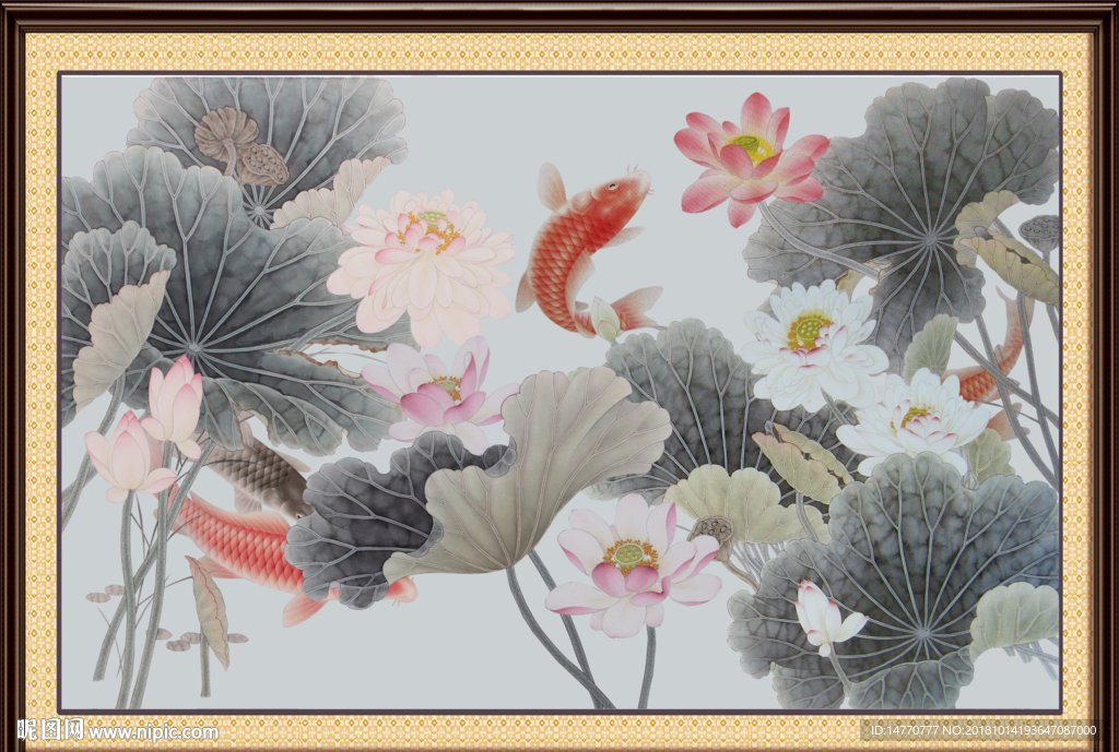 和气生财 荷花壁画