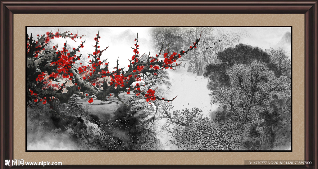 梅花赋 红梅花 梅花国画 报春