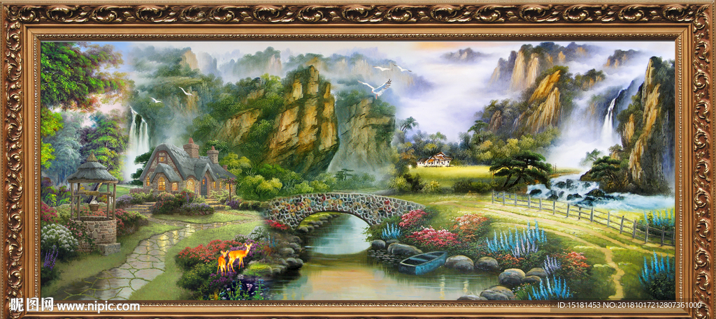 油画 油画风景 山村油画