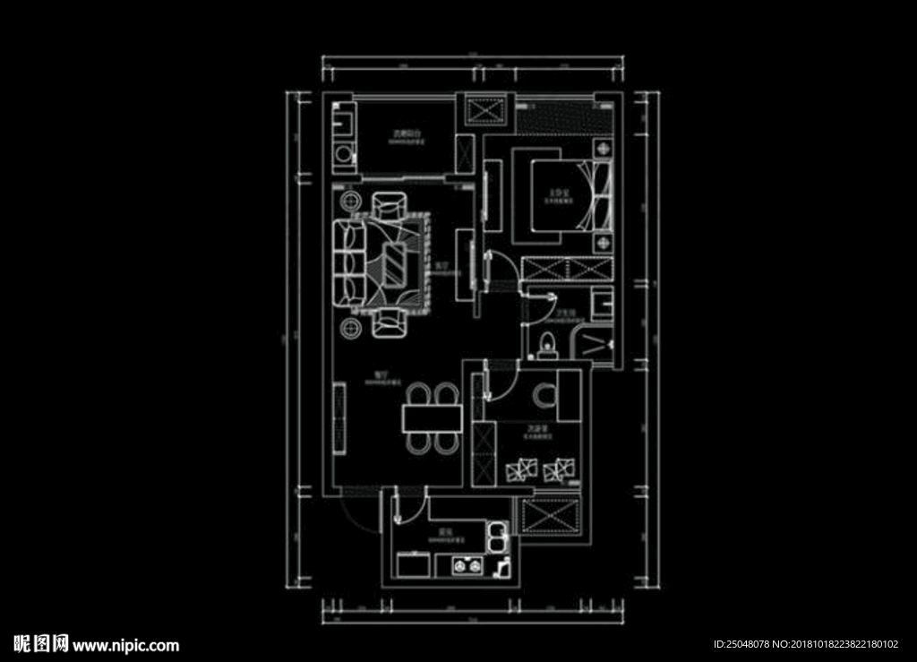 小高层两室CAD平面方案