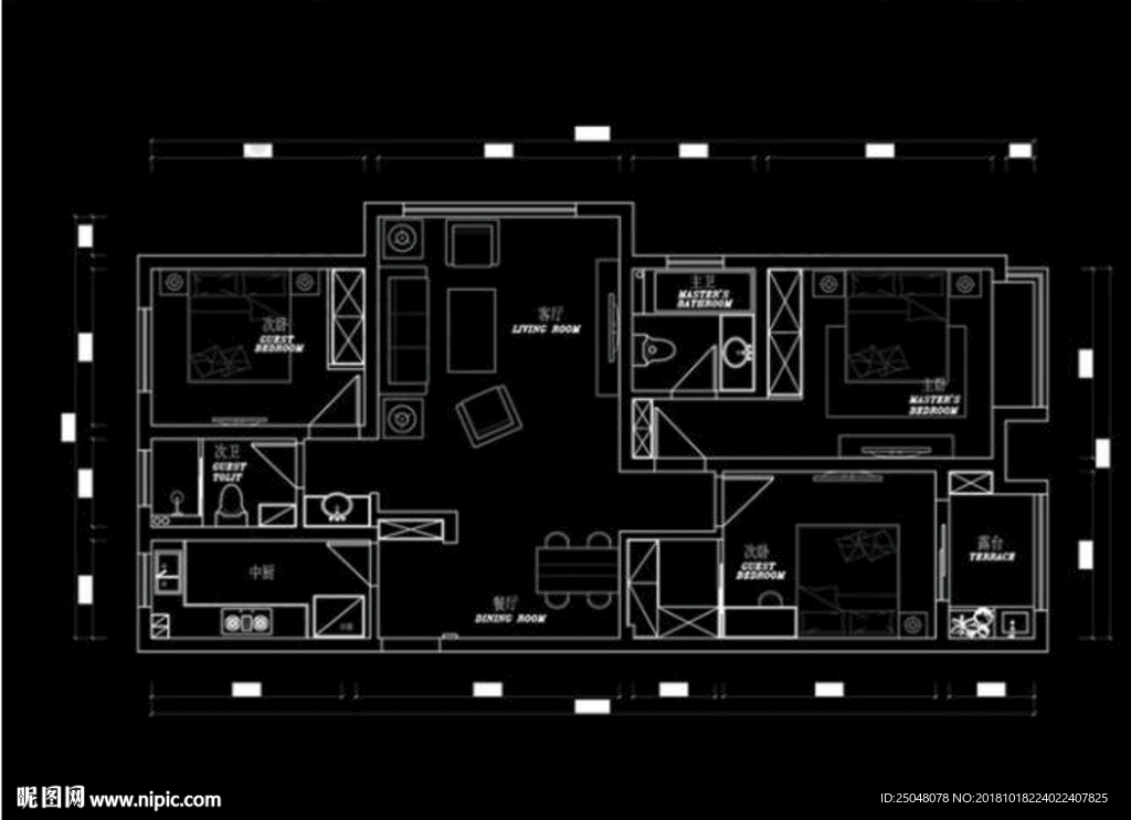 多层三室CAD平面布置方案