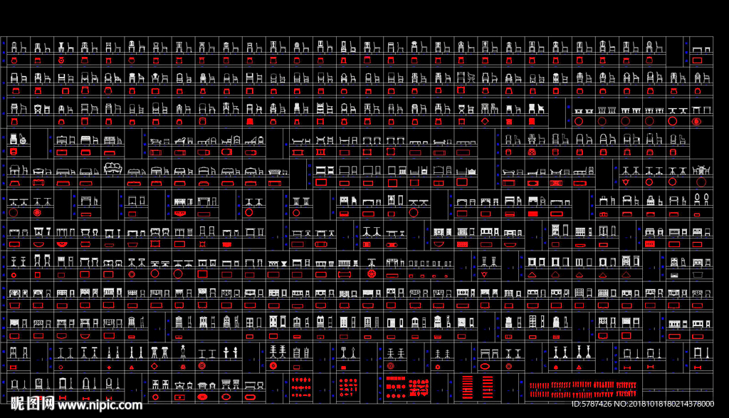 中式家具CAD图块图库