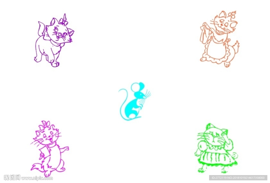 猫与老鼠 线条画