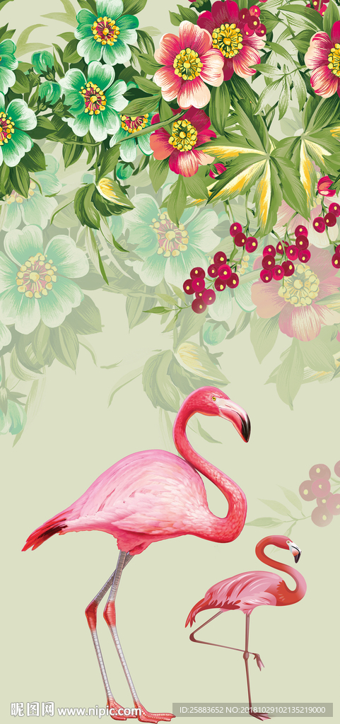 花藤火烈鸟玄关背景