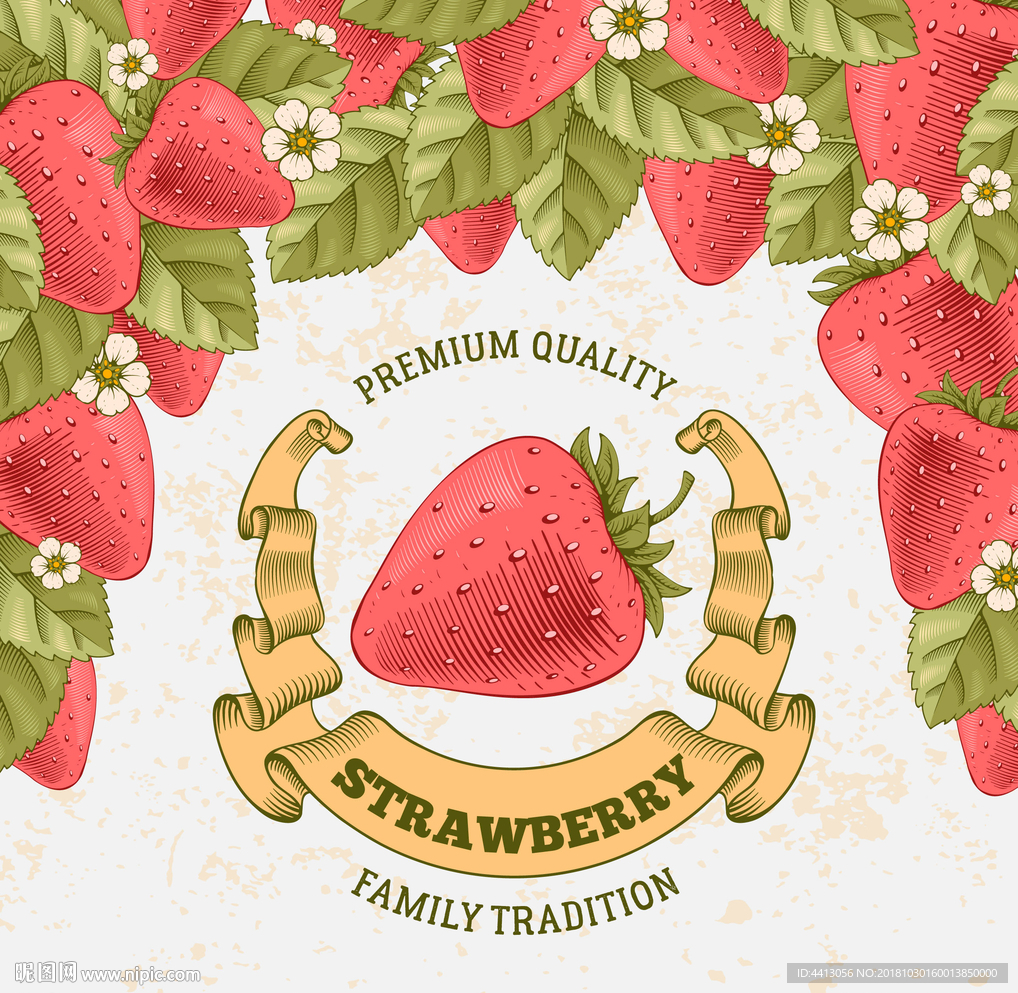 草莓手绘矢量插画