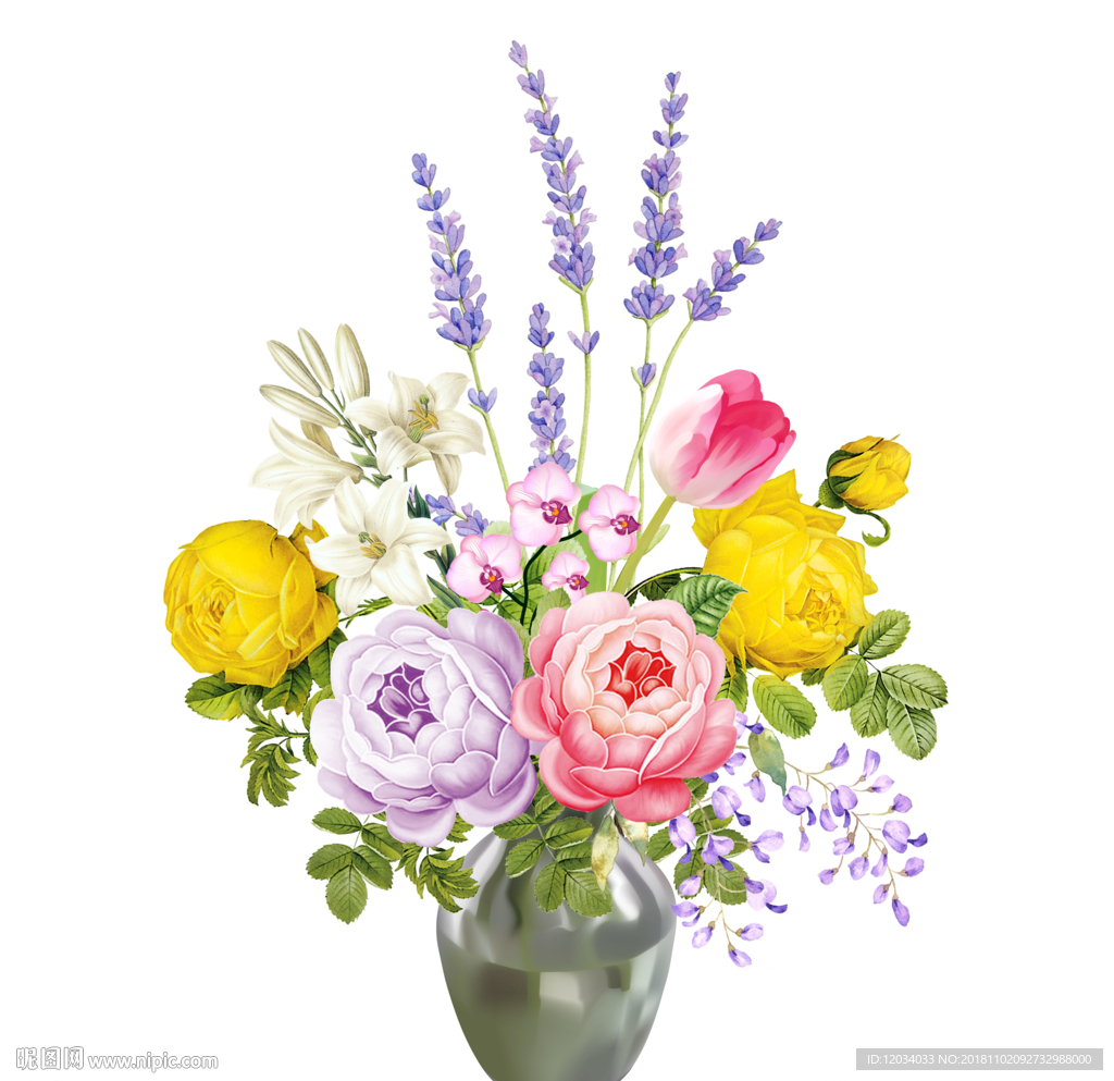 玫瑰插花 图层分层