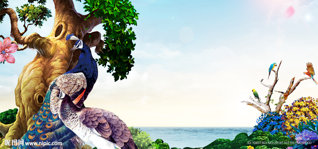 新中式孔雀鹦鹉