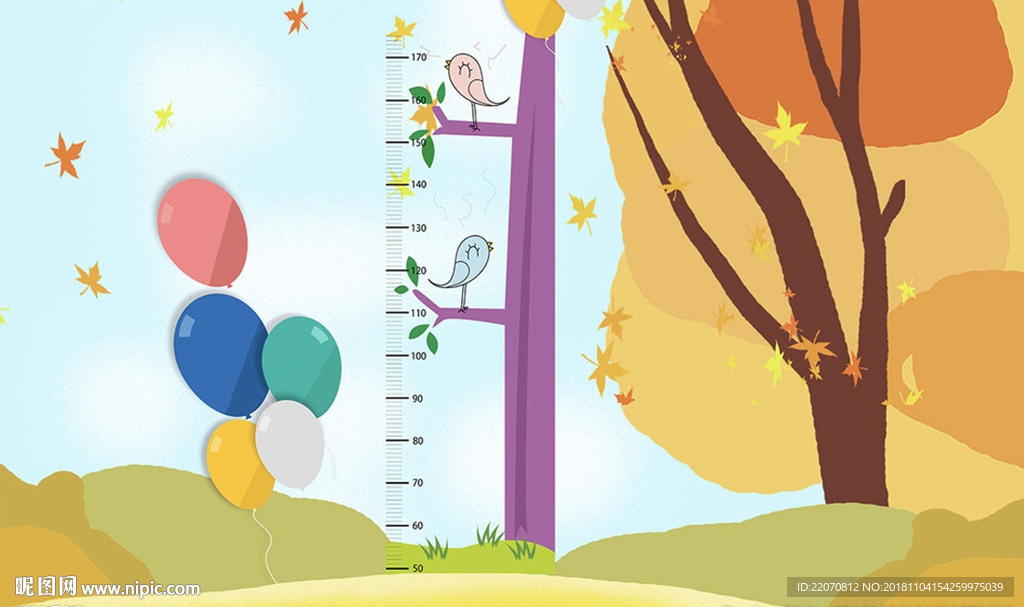 卡通身高尺量尺儿童房背景墙