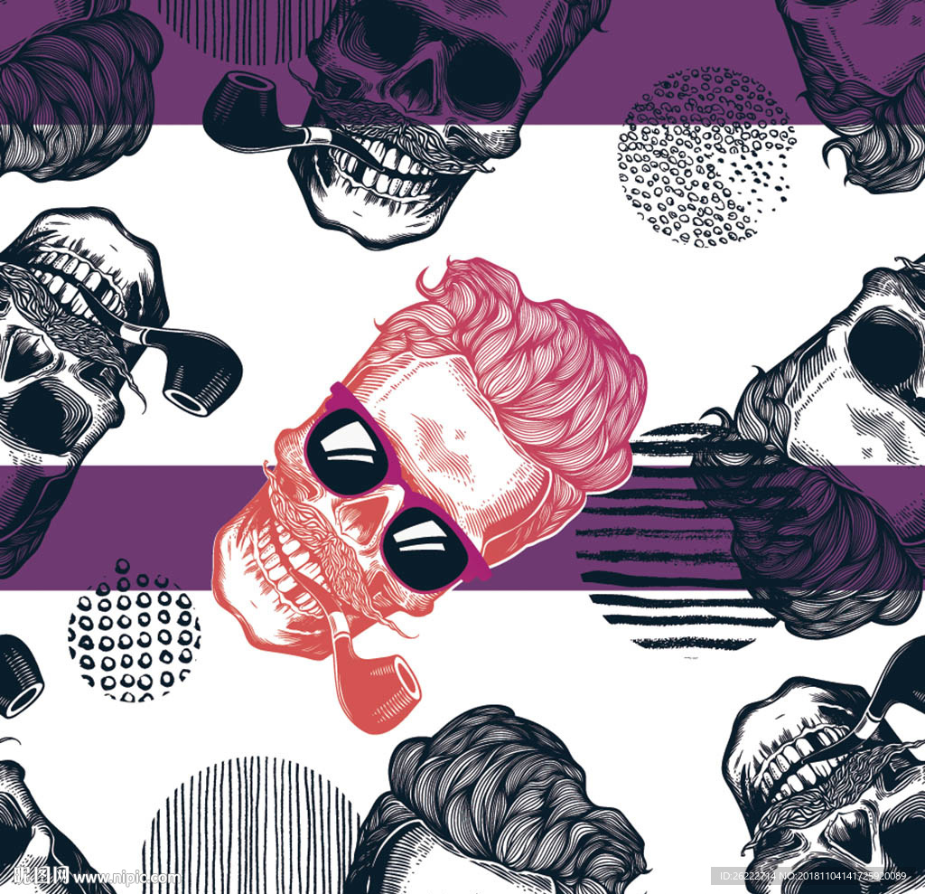 朋克烟斗男士无缝印花图案