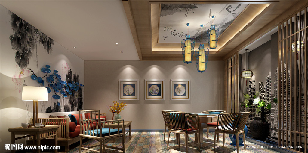 新中式茶室接待室