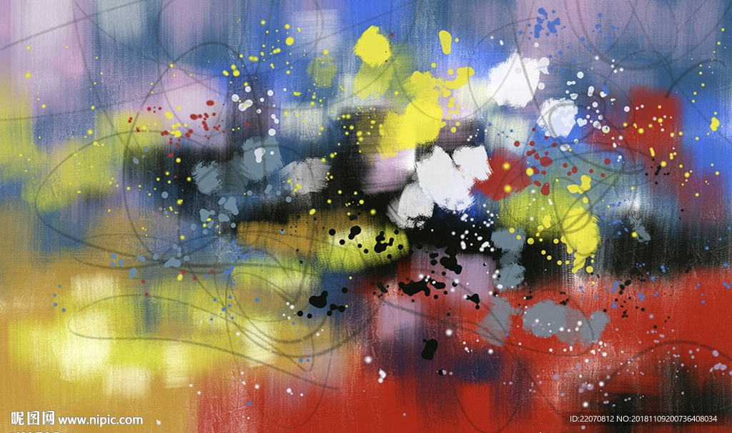 现代抽象油画涂鸦背景墙