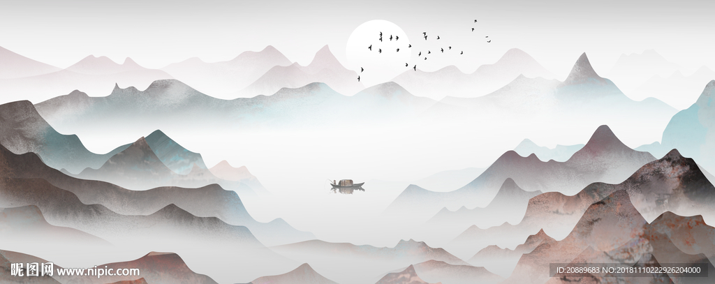 水墨 风景 水彩 山水画 国画