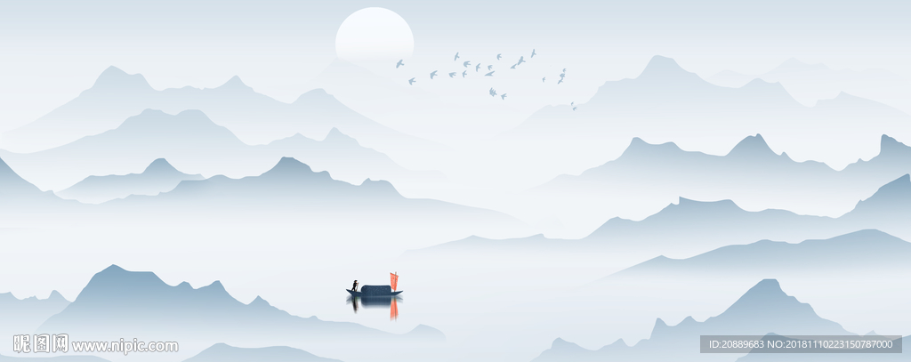 水墨 风景 水彩 山水画 国画