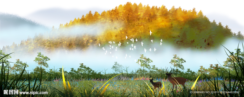 水墨 风景 水彩 山水画 国画