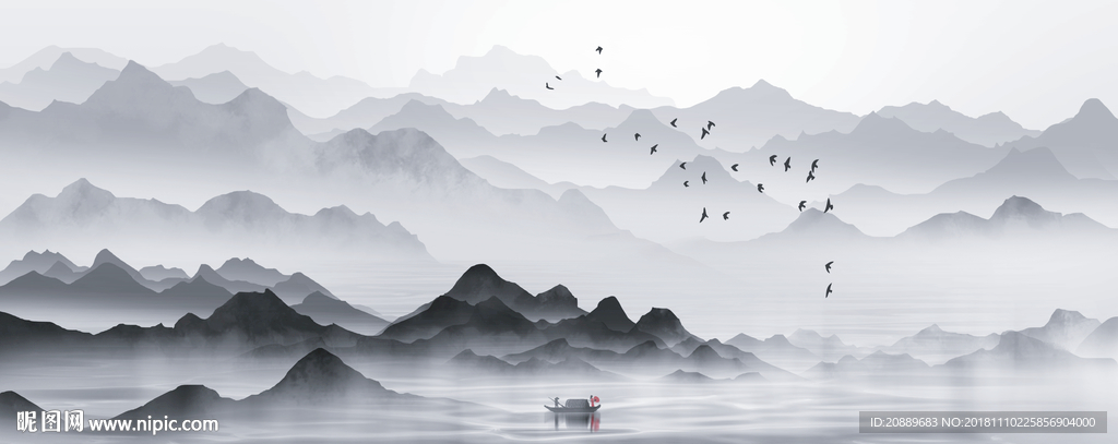 水墨 风景 水彩 山水画 国画