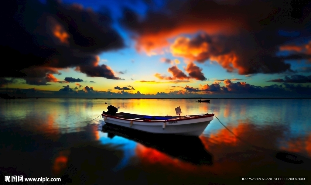 欧式海边夜景油画