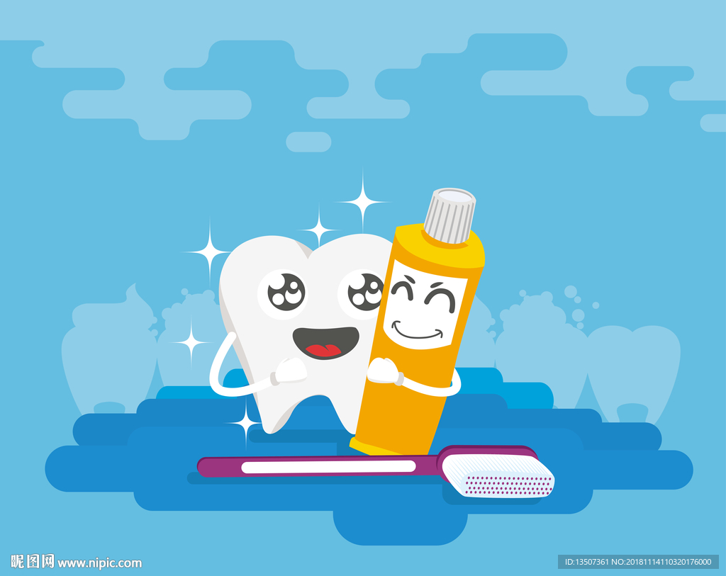 手绘牙齿牙科插画设计