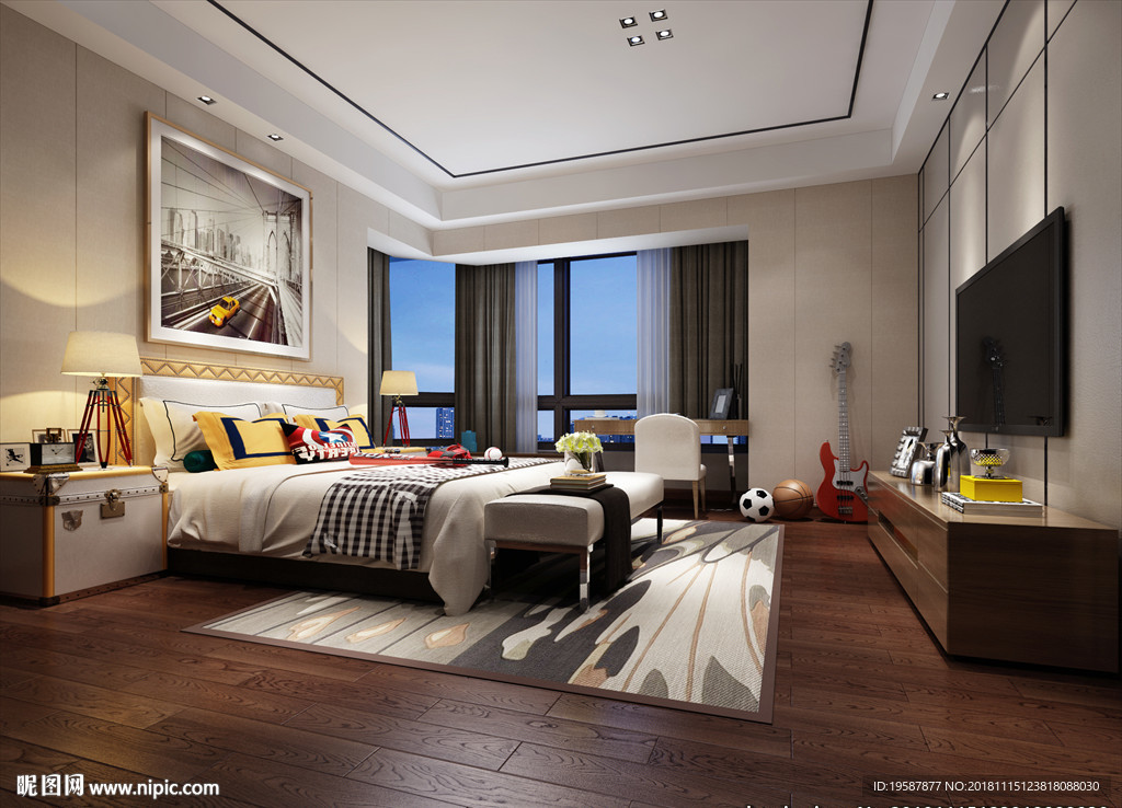 儿童房集成墙面模型效果图