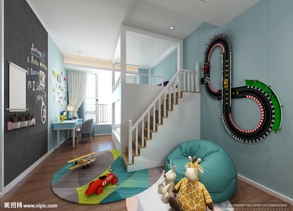 儿童房集成墙面模型效果图