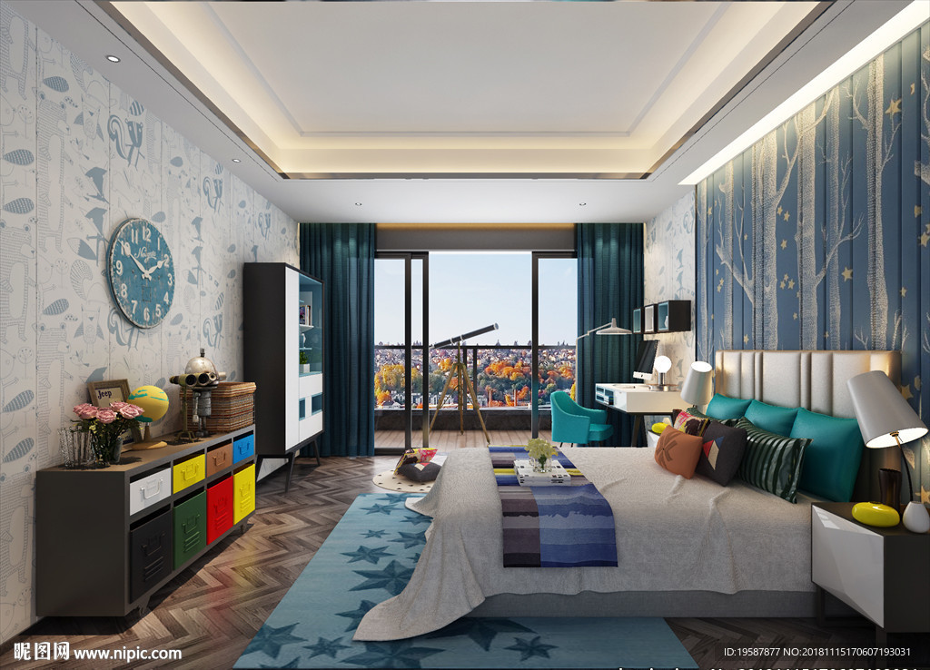 儿童房集成墙面模型效果图