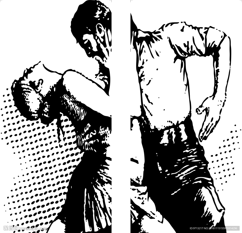 硅藻泥人物剪影矢量图