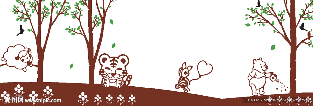 硅藻泥儿童房卡通矢量图