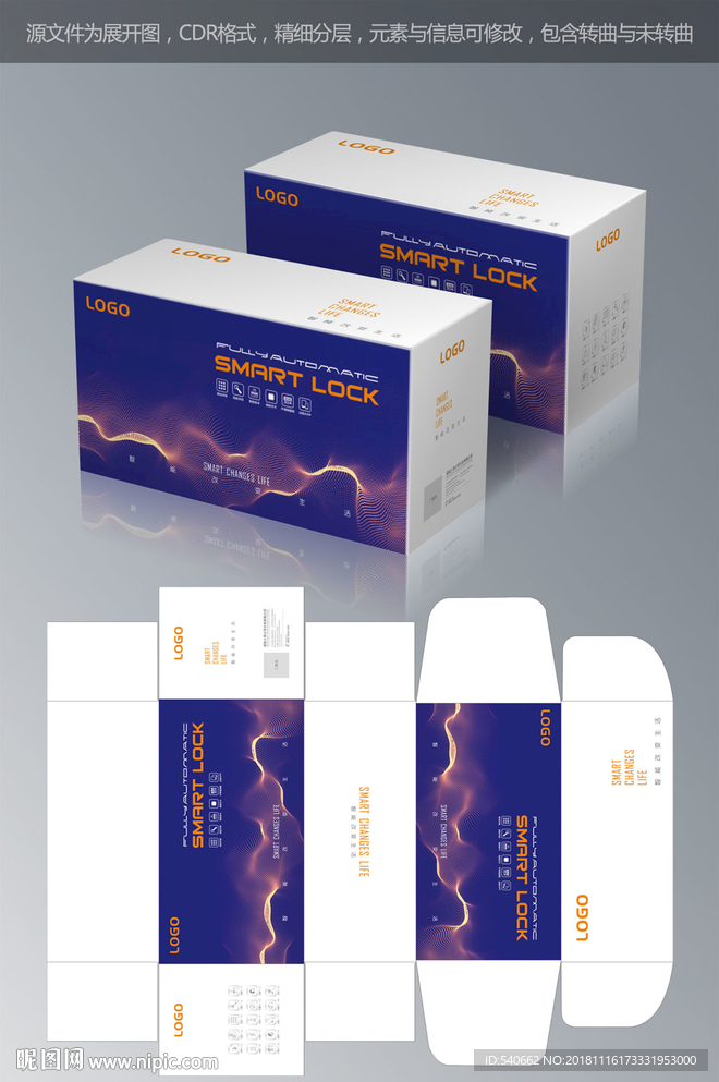 智能锁包装模板