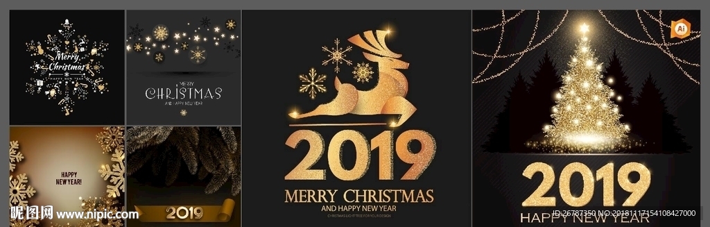 矢量欧美圣诞装饰系列