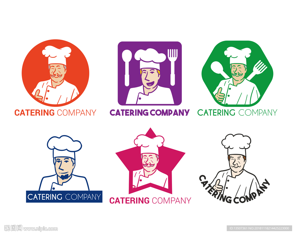 手绘厨师插画设计AI矢量图