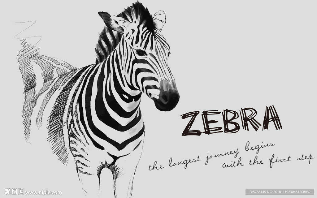 创意手绘斑马素色高雅玄关屏风背