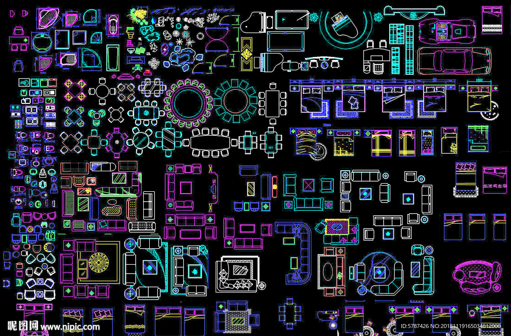 CAD室内家具平面图库