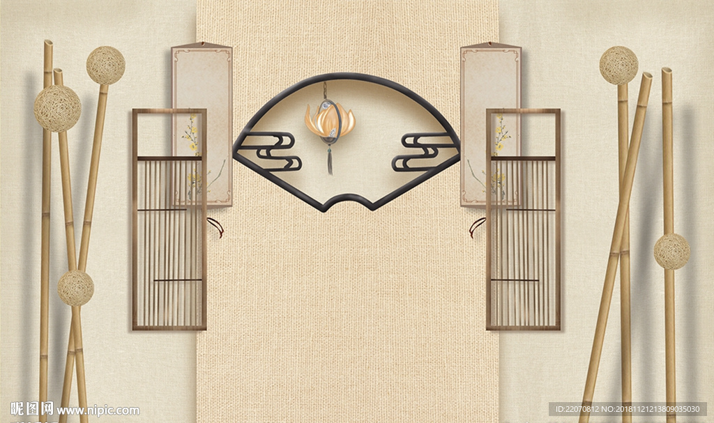 时尚现代圆球质感竹子背景墙