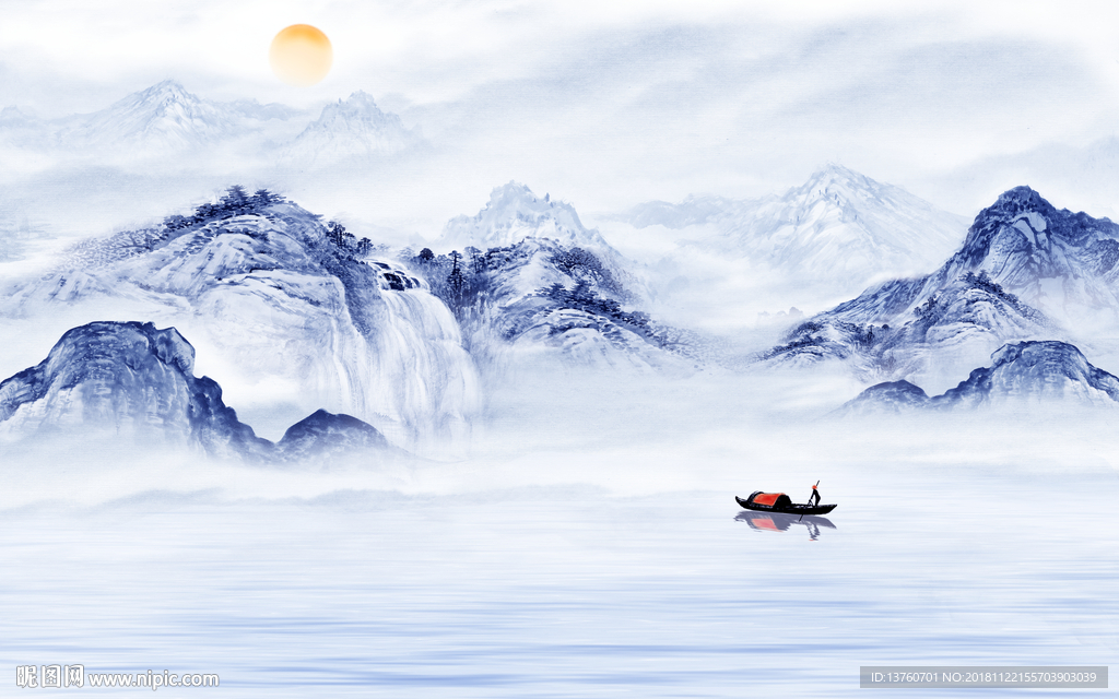 山水画 室内背景山水画