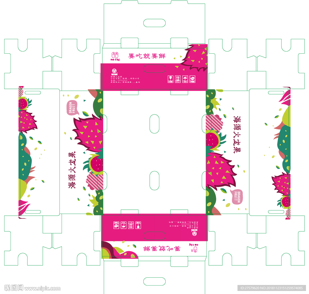 火龙果包装设计展开图