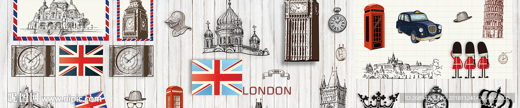 英伦风墙画