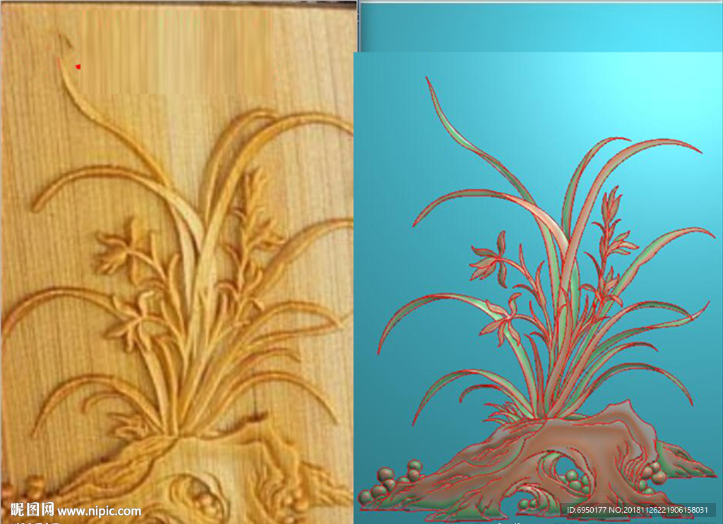 花草四季花兰花门板背板精雕浮雕