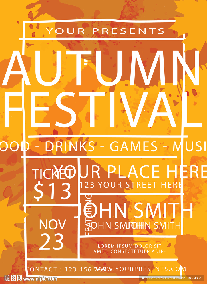 秋天树叶底纹海报模板设计