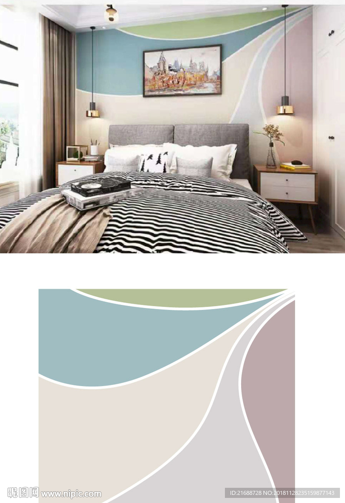 线条电视墙床头