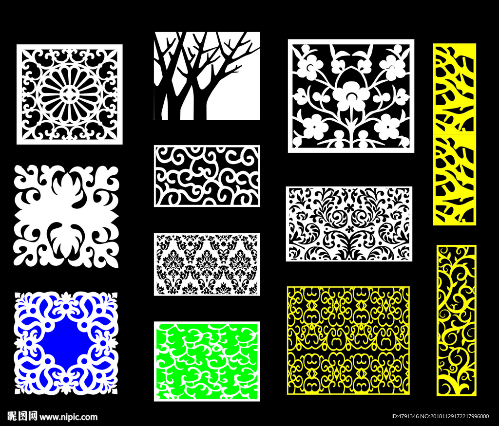 窗花 隔断 雕刻框 漏空花案