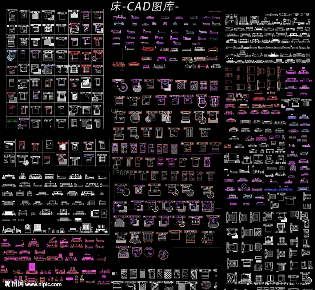 CAD床图库