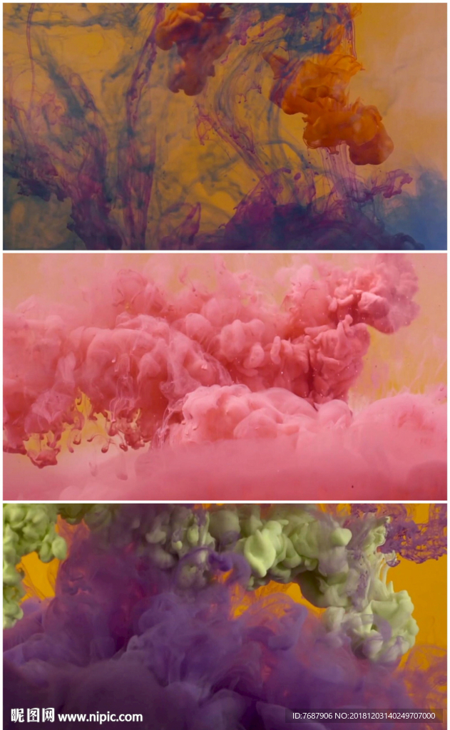 动感音乐背景彩烟气体烟水墨