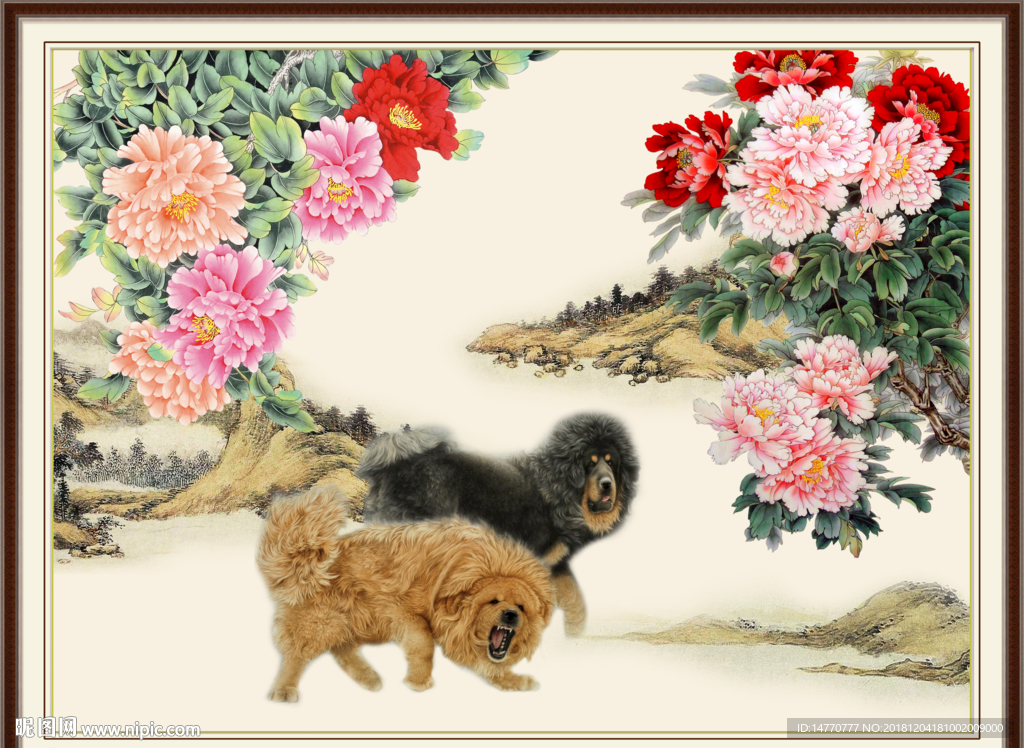 群雄图 国画藏獒