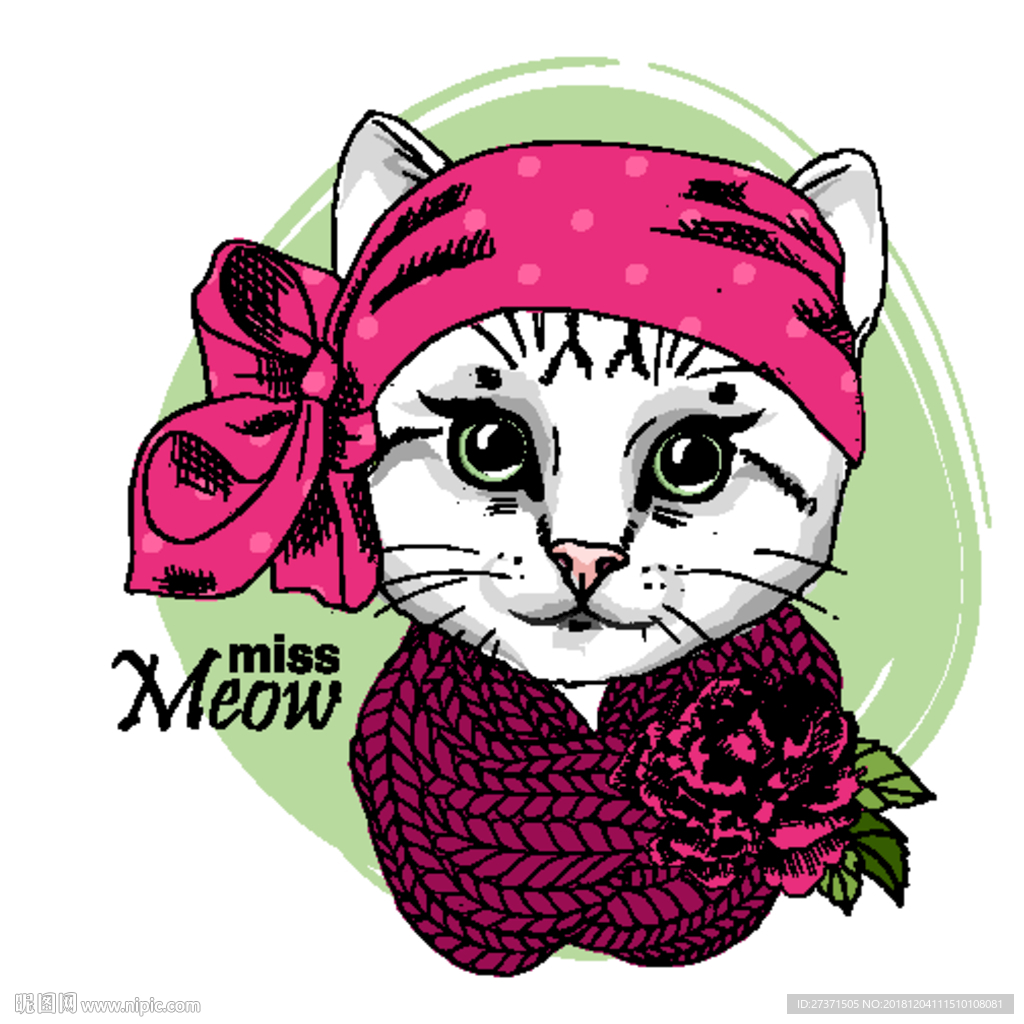 手绘卡通猫咪AI矢量图片