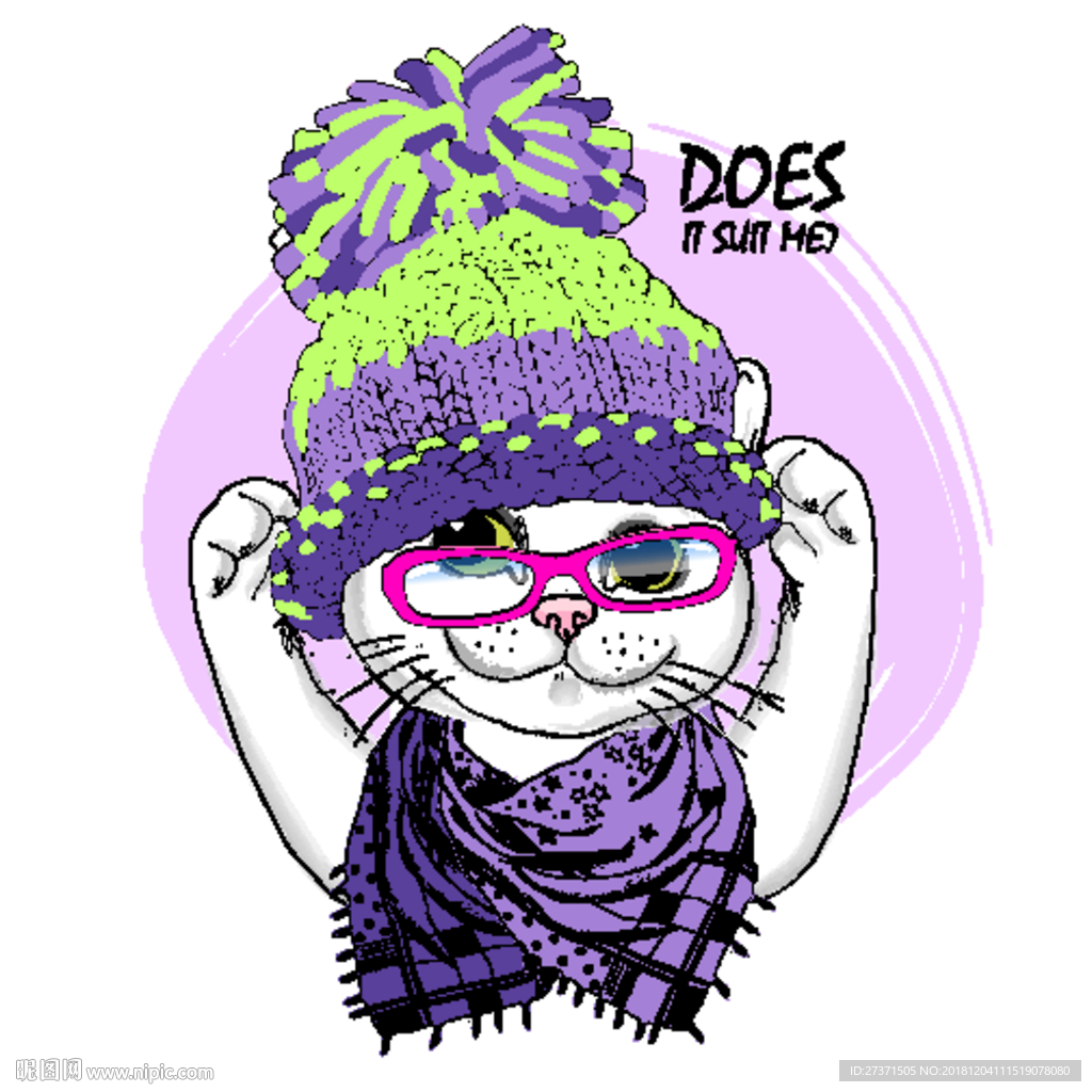 手绘卡通猫咪AI矢量图片