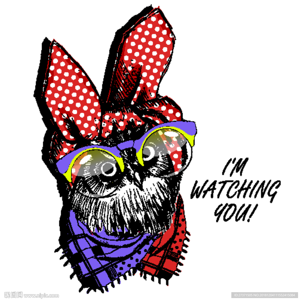 手绘卡通猫头鹰AI矢量图片