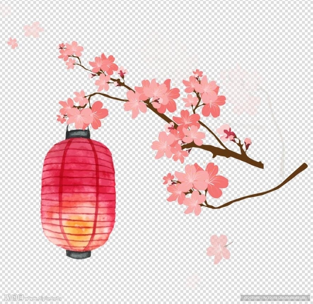 樱花梅花灯笼春节喜庆插图